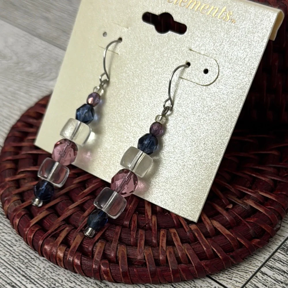 BOLD Elements Purple & Blue Dangle Earrings NEW